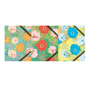 Teczka kart. A4 z grafiką (KWIATY) i gum.nar. A`6