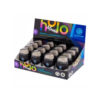 Temperówka z gumką 2w1 ASTRAPEN HOLOmania - 16 szt