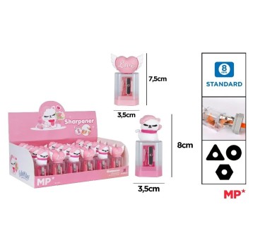 Temperówka z pojemnikiem kot & serduszko 8750 A'24