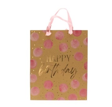 TOREBKI PAP.URODZINOWE KROPKI RÓŻ 32X12X26(5) 6498