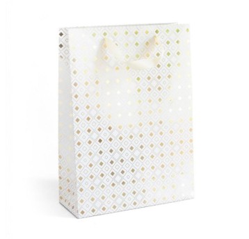 TOREBKI PAPIEROWE BIAŁE ZŁOTE ROMBY 33X10X24 (5)