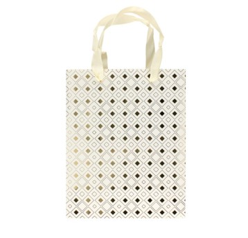TOREBKI PAPIEROWE BIAŁE ZŁOTE ROMBY 35X10X12 (5)