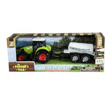 TRAKTOR Z PRZYCZEPĄ 35X11X13CM ŚW/DŹW 9284