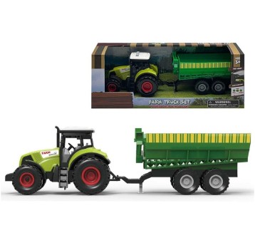 TRAKTOR Z PRZYCZEPĄ 35X11X13CM ŚW/DŹW 9291