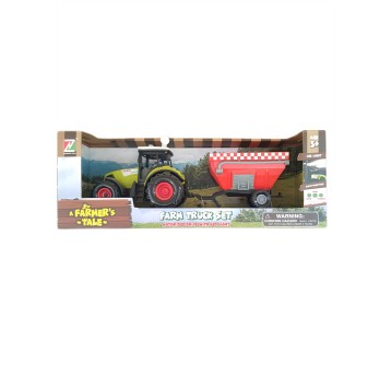 TRAKTOR Z PRZYCZEPĄ 35X11X13CM ŚW/DŹW