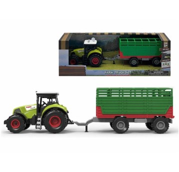 TRAKTOR Z PRZYCZEPĄ 39X13X13CM ŚW/DŻW 9321