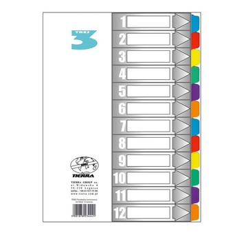TRES Przekładka kart. laminowana MAXI 12 kolorów