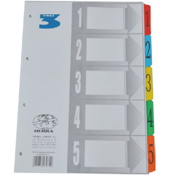 TRES Przekładka kart. laminowana numer. A4 1-10