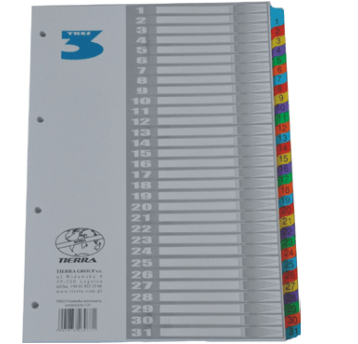 TRES Przekładka kart. laminowana numer. A4 1-31