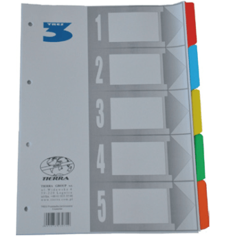TRES Przekładka kart. laminowana numer. A4 1-5