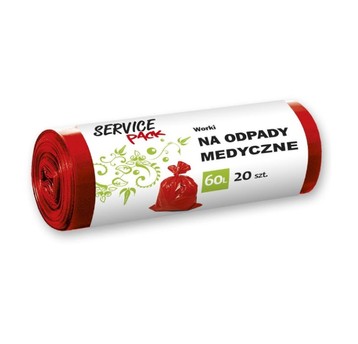 WORKI NA ODPADY MEDYCZNE LDPE 60L 20SZT.CZERW.3805
