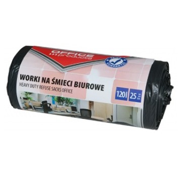 WORKI NA ŚMIECI BIUROWE LDPE MOCNE 120L/25 CZARNE