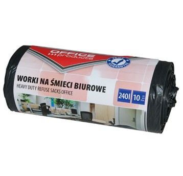 WORKI NA ŚMIECI BIUROWE LDPE MOCNE 240L/10 CZARNE