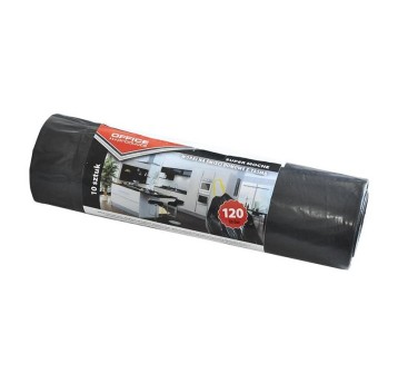 WORKI NA ŚMIECI DOMOWE Z TAŚMĄ 120L/10 CZARNE 1322