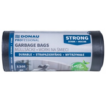 Worki na śmieci DONAU 120l mocne (25) czarne 8012