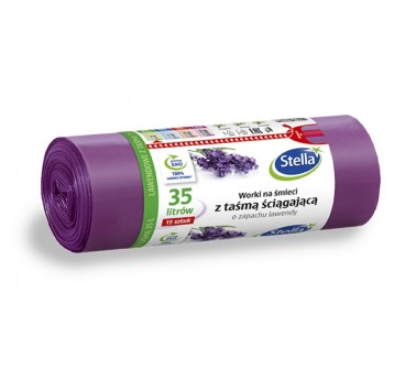 WORKI NA ŚMIECI Z TAŚMĄ ŚCIĄG. 35L ZAPACH LAWENDY