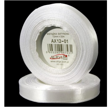 WSTĄŻKA SATYNOWA AX12-01 12MM/32M (4) 7448 BIAŁY