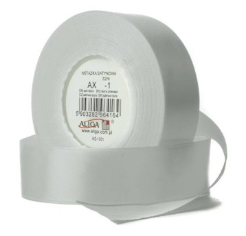 WSTĄŻKA SATYNOWA AX25-01 25MM/32M (4) 4157 BIAŁA
