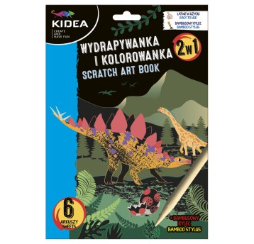 WYDRAPYWANKA I KOLOROWANKA 2W1 DINOZAURY KIDEA2239