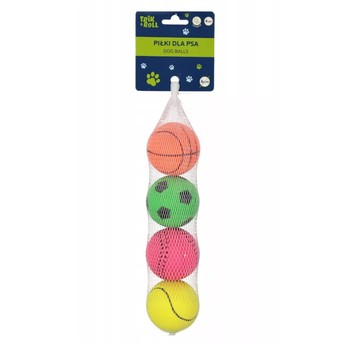 ZABAWKA DLA PSA PILKA 4SZT 6CM MIX TRIK 0668