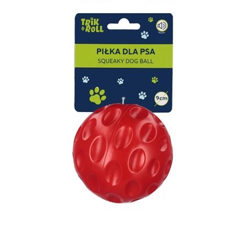 ZABAWKA DLA PSA PIŁKA DŹWIĘK CZERWONA 9CM TRIK2105