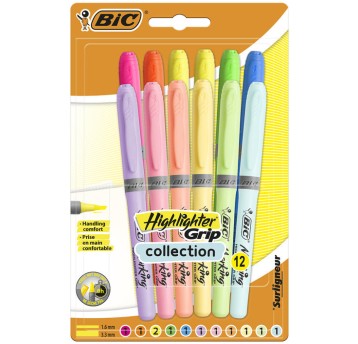 ZAKREŚLACZ BIC HIGHLIGHTER GRIP PASTEL 12KOL. 3732