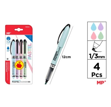 Zakreślacz fluorescencyjne PASTEL 4 szt./opak A'12