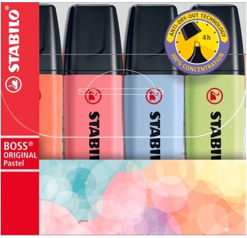 ZAKREŚLACZ STABILO BOSS 4KOL. PASTEL 70/4-3 A'5