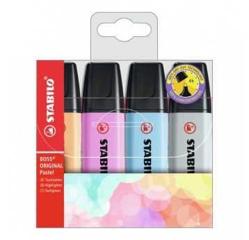 ZAKREŚLACZE STABILO BOSS PASTEL 4 KOL ETUI 7374