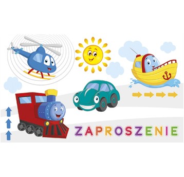 ZAPROSZENIA DZIECIĘCE NR 55670 HUMOR POJAZDY A'10