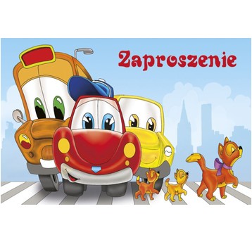 ZAPROSZENIE DZIECIĘCE NR 46229 CHŁOPIEC AUTA A'10