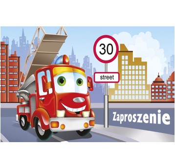 ZAPROSZENIE DZIECIĘCE NR 46231 CHŁOPIEC AUTA A'10