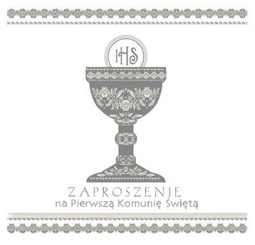 ZAPROSZENIE KWAD. 120X120 SREBRO KOMUNIA 39974 "10