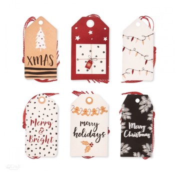 ZAWIESZKI DO PREZENTÓW ZE SZNURKIEM, MERRY HOLIDA