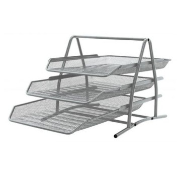 ZESTAW 3 SZUFLAD Q-CONNECT METAL SIATKA SREBRNY