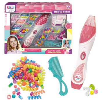 ZESTAW DO ZAPLATANIA WŁOSÓW KORALIKI I SPRĘŻYNKI