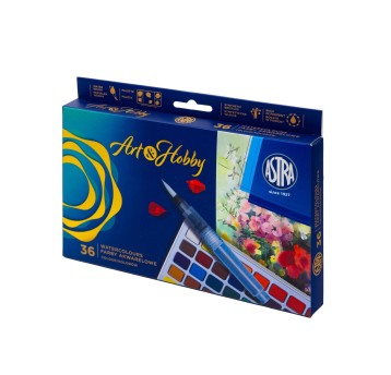 ZESTAW FARB AKWARELOWYCH 36KOL Z PĘDZELKIEM WODNYM