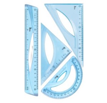 Zestaw geometr., linijka 20cm nieb. A`1