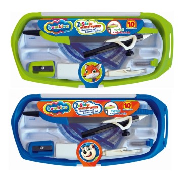 ZESTAW GEOMETRYCZNY 10 EL. Z CYRKLEM BAMBINO A'12