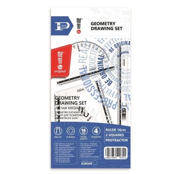 ZESTAW GEOMETRYCZNY PRATEL Z LINIJKĄ 16CM 9728