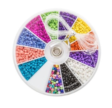 ZESTAW KORALIKÓW SZKLANYCH MINI 2 MM 12 KOL 3332