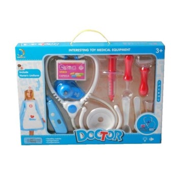 Zestaw lekarz 12 el z fartuchem niebieski 5696