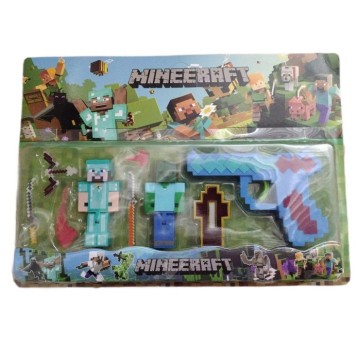 ZESTAW MINECRAFT 2 FIGURKI+AKCESORIA+PISTOLET 2694