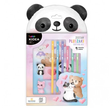 ZESTAW OŁÓWEK, KREDKI I GUMKI 9 ELEMENTÓW PLUSZA