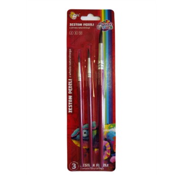 ZESTAW PĘDZLI 3 SZTUKI Z WŁOSIA NATURALNEGO 0744