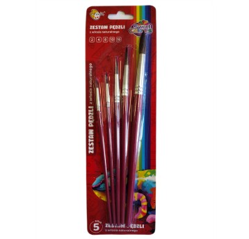 ZESTAW PĘDZLI 5SZT Z WŁOSIA NATUR.2,4,8,10,16 0751